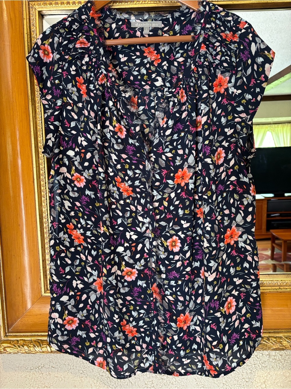 Daniel Rainn Blue & Purple Floral Dressy Tank - Size 1X